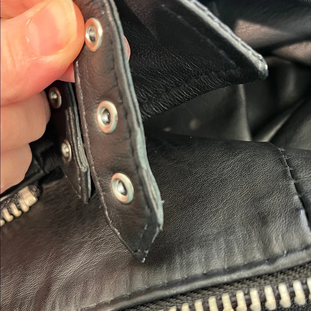 Mango Black Leather Biker Jacket